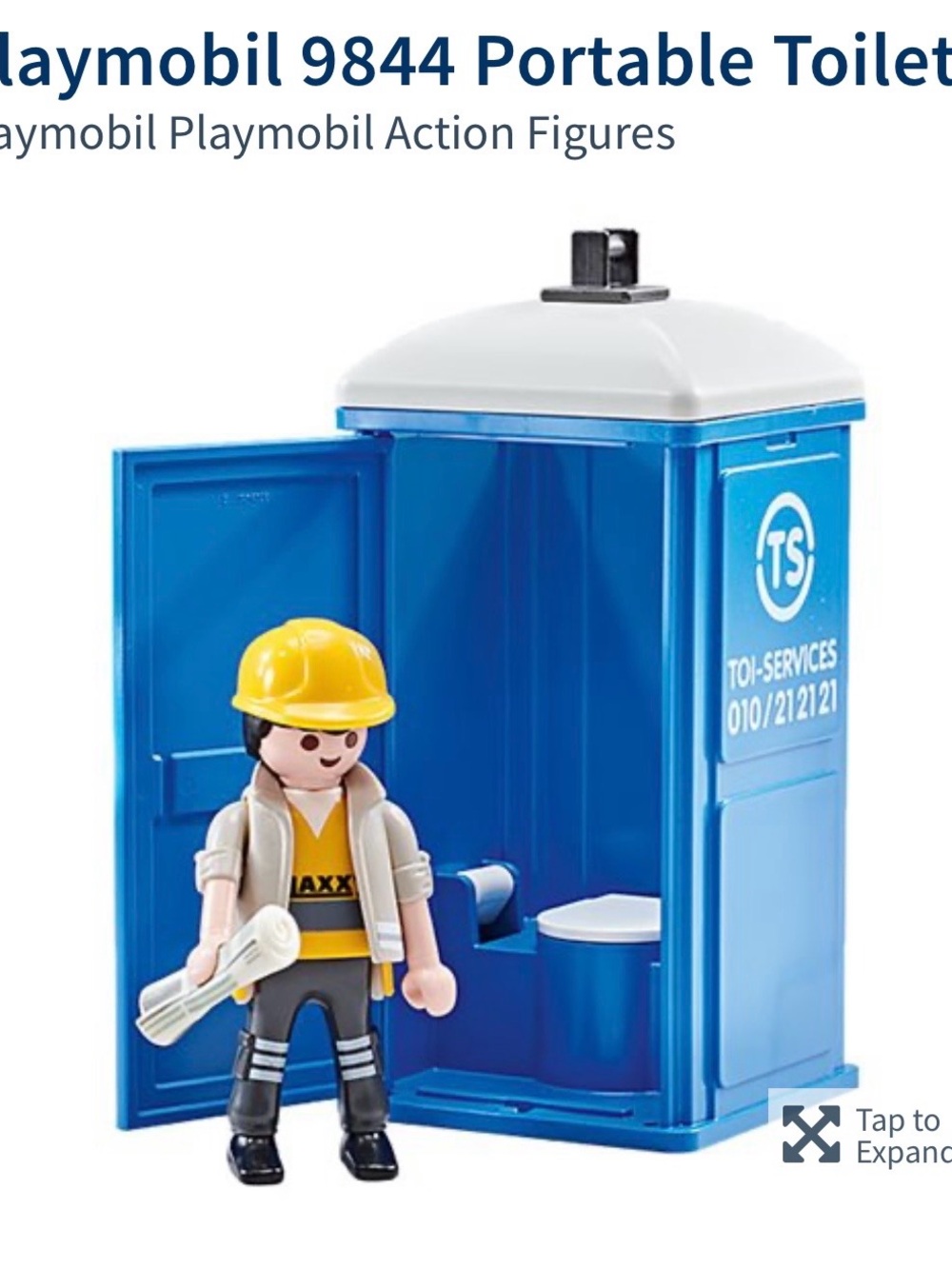 Playmobil Blue Portable Toilet Playset with Construction Worker 9844